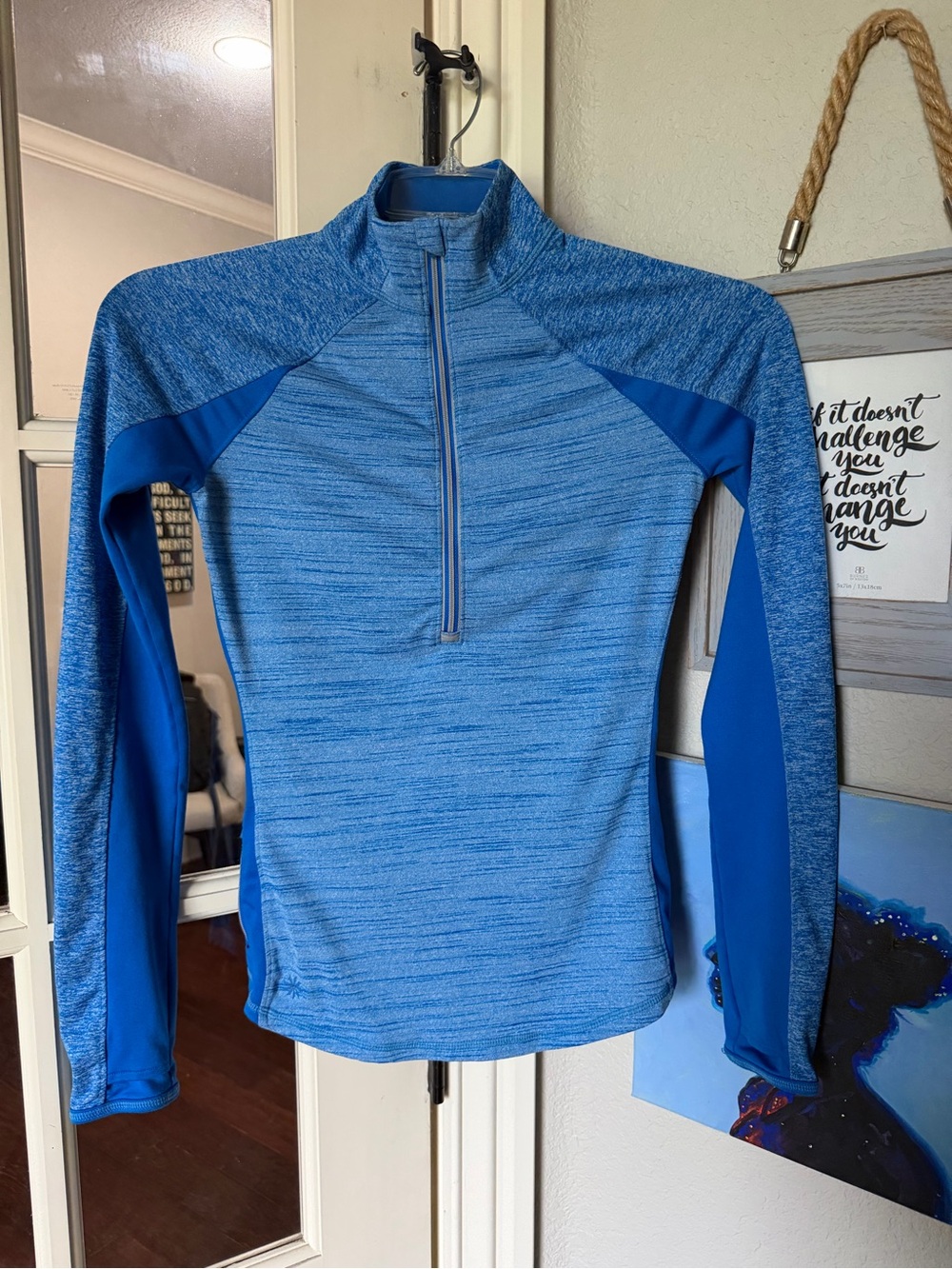 Athleta Running Wild Blue XXS Half-Zip Performance Top